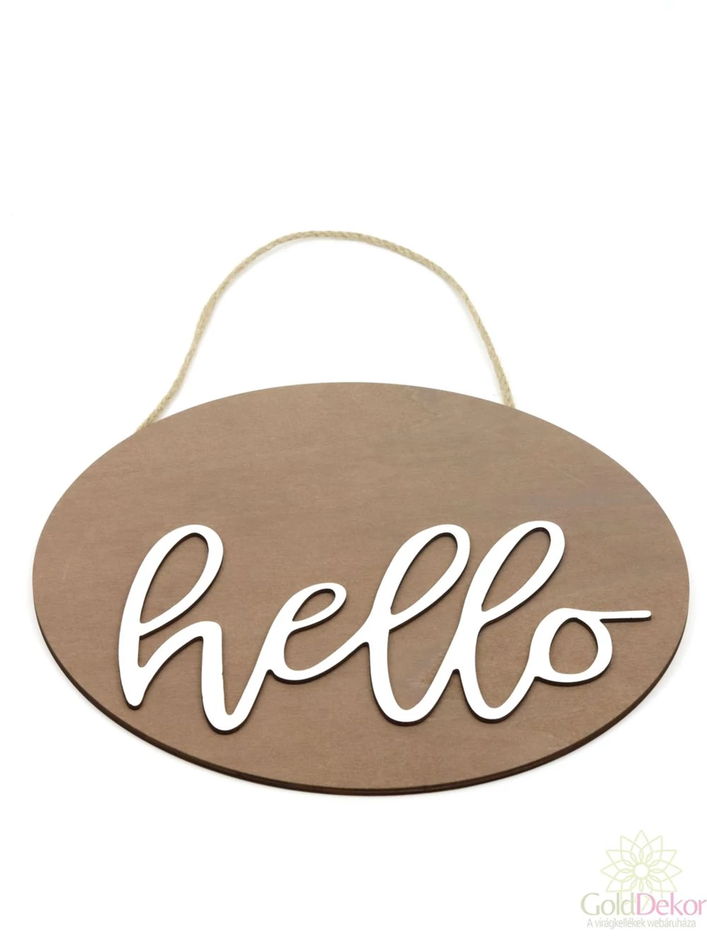 Kerek kopogtató tábla Hello - Barna-fehér Kerek kopogtató tábla Hello - Barna-fehér