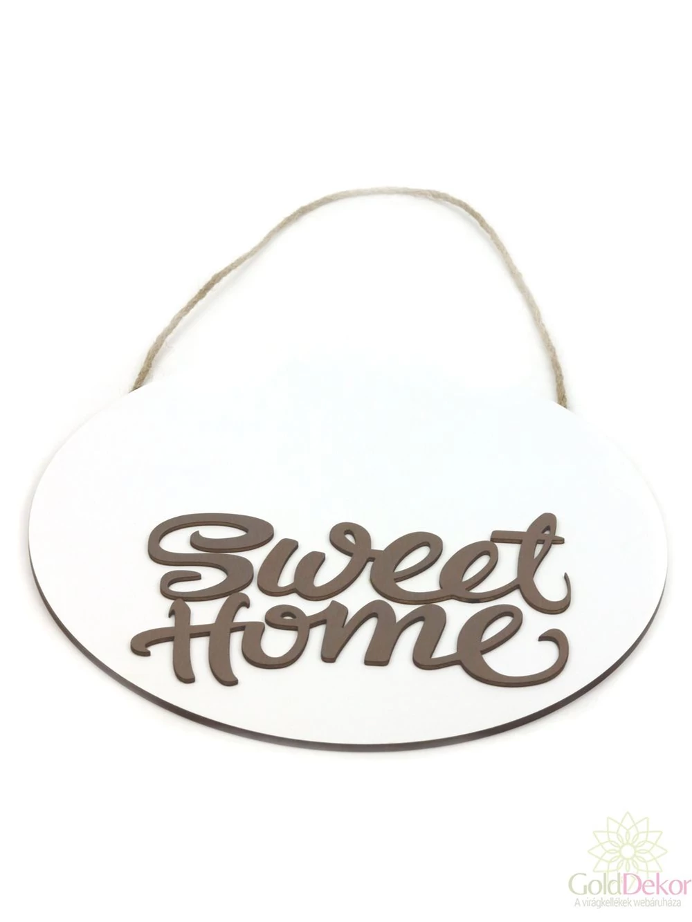 Kerek kopogtató tábla Sweet Home - Fehér-barna Kerek kopogtató tábla Sweet Home - Fehér-barna