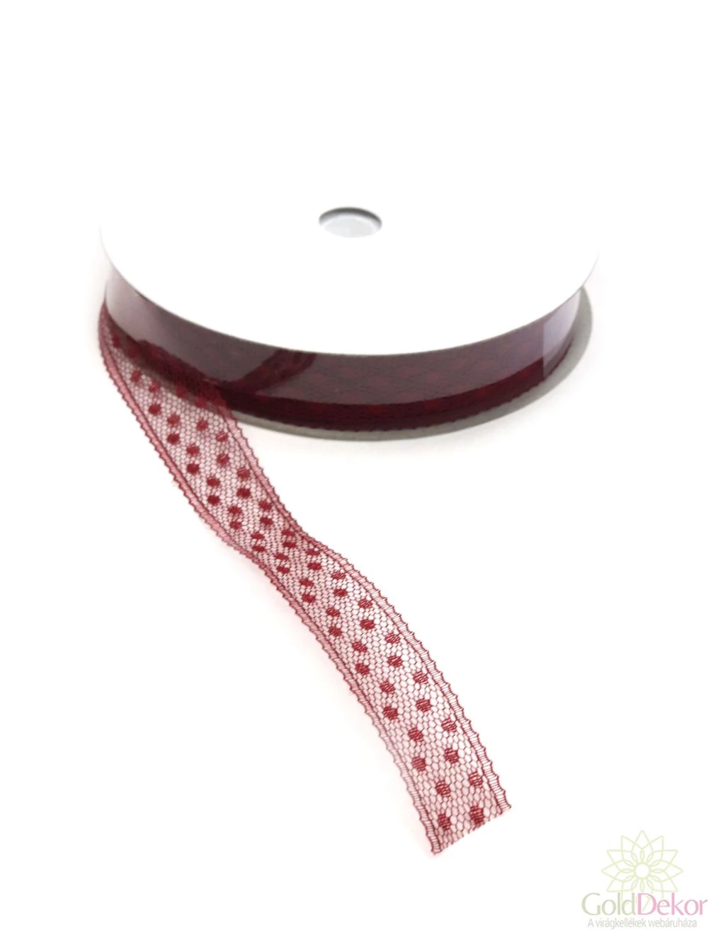 Pöttyös tüll szalag - Bordó