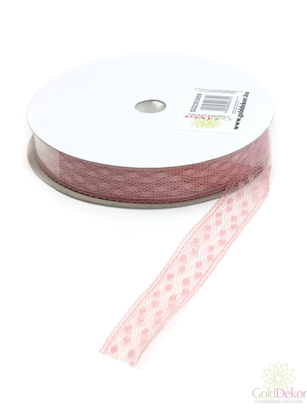 Pöttyös tüll szalag - Fáradt rózsaszín