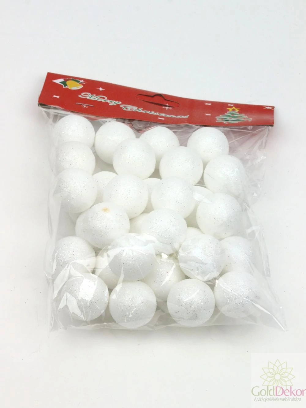Glitteres golyó 3 cm - Fehér