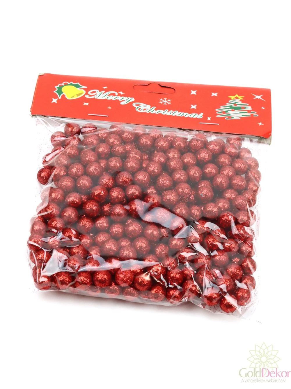 Glitteres golyó 1 cm - Piros
