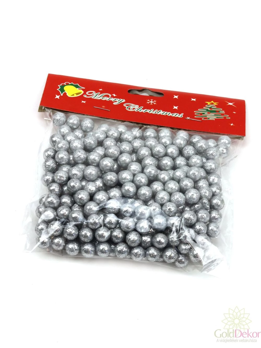 Glitteres golyó 1 cm - Ezüst