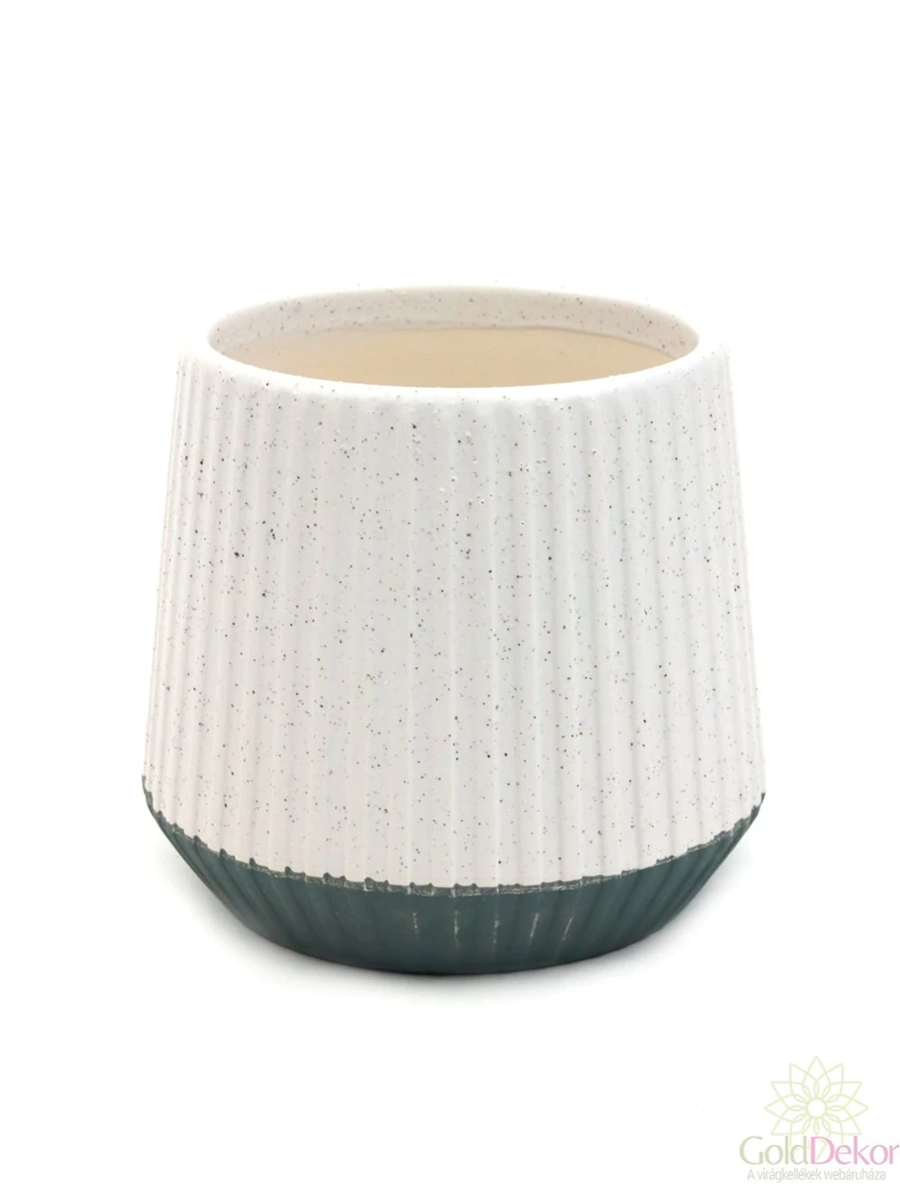 Kétszínű bordás kaspó - Fehér