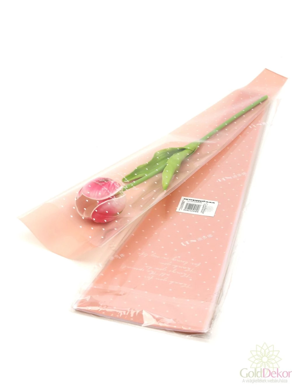 Szálas virág tasak - Apró szív mintás barack