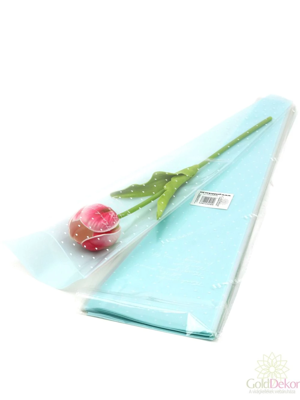 Szálas virág tasak - Apró szív mintás menta