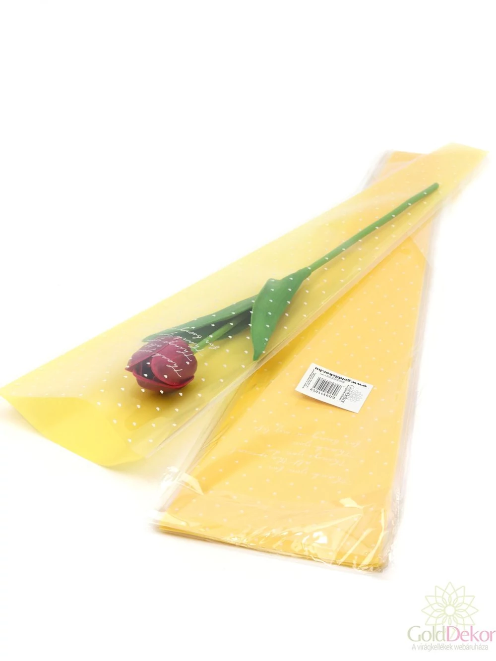 Szálas virág tasak - Apró szív mintás napsárga