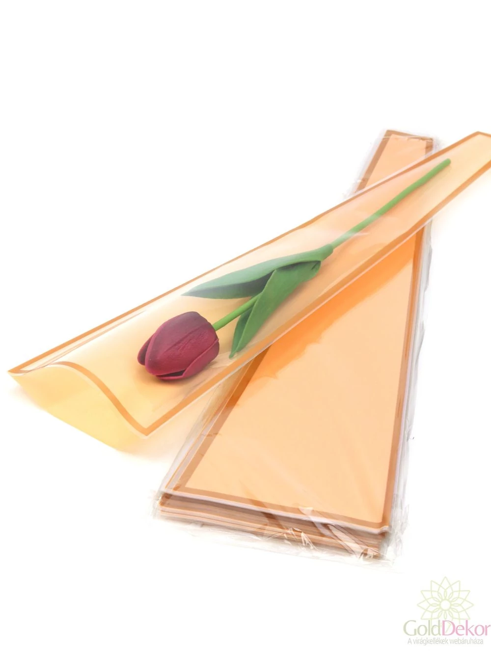 Szálas virág tasak - Metál kerettel barack