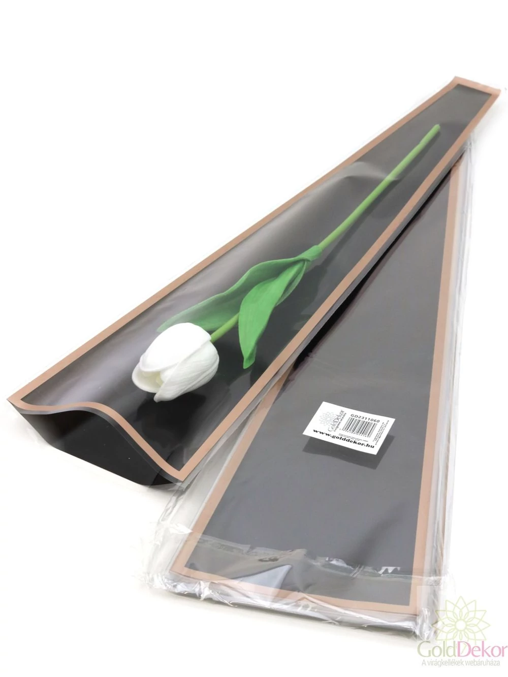 Szálas virág tasak - Metál kerettel fekete