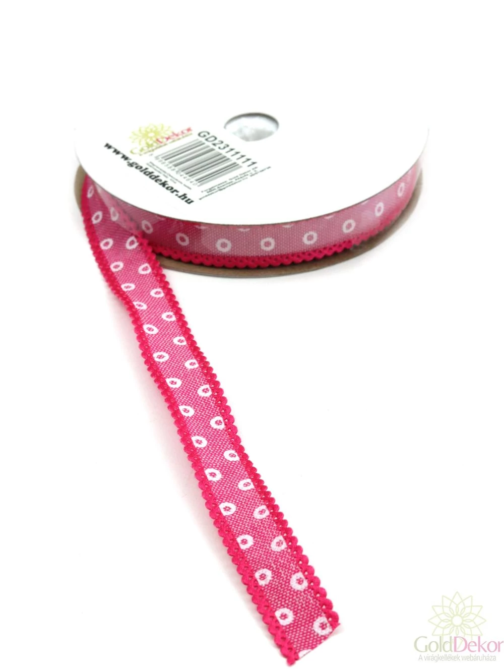 Kör mintás csipkézett szélű szalag - Pink