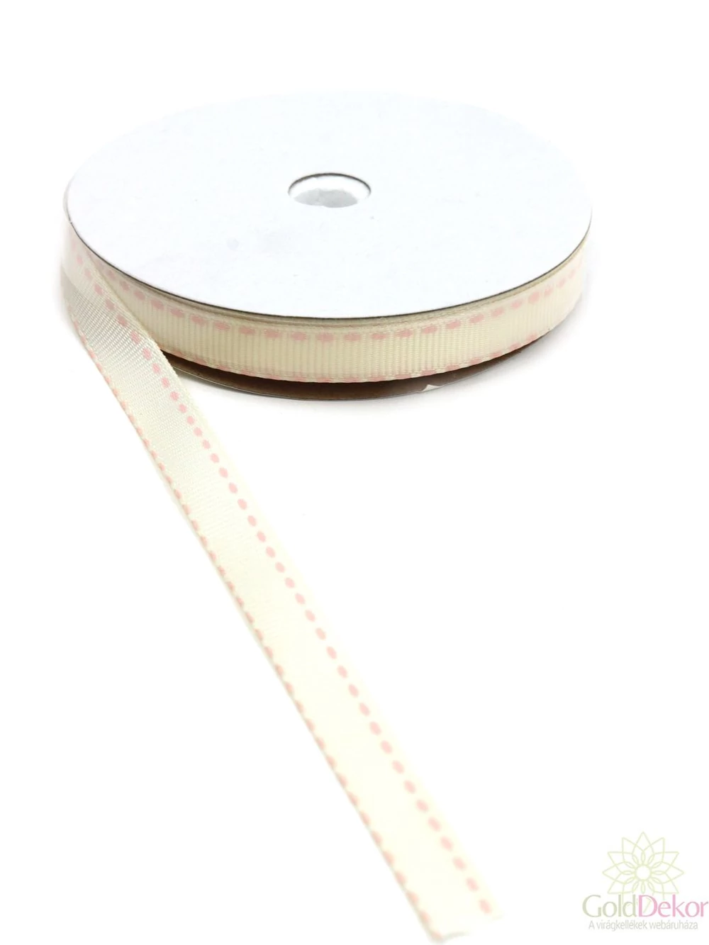 Varrt mintás szélű ripsz szalag - Krém