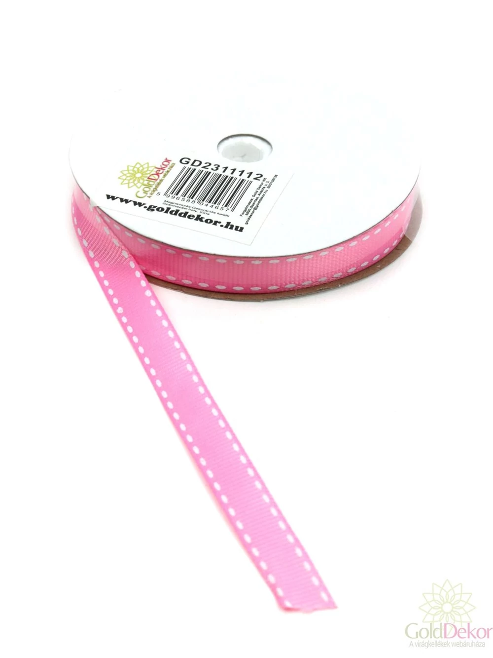 Varrt mintás szélű ripsz szalag - Pink