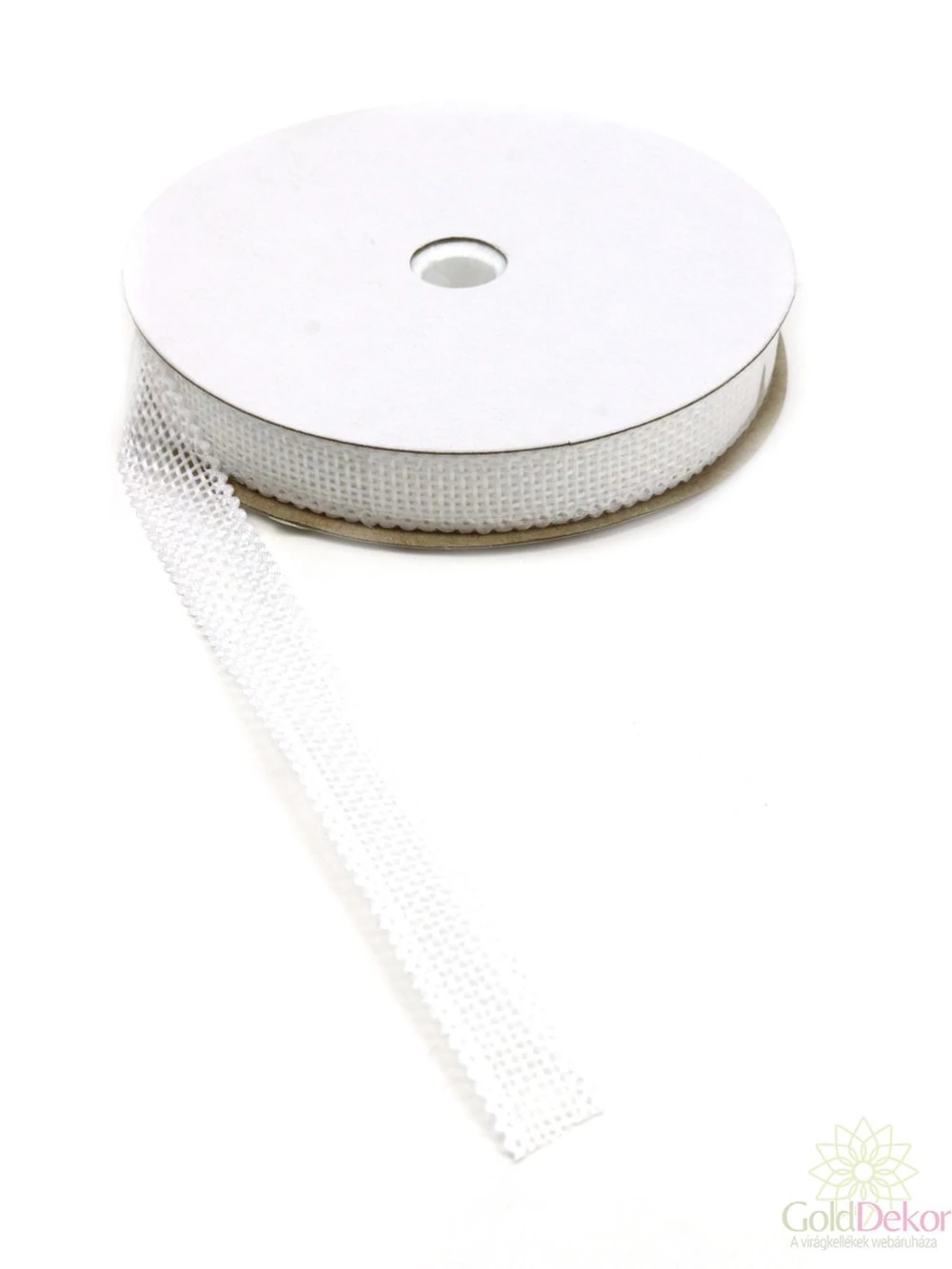 Csipkés szélű juta szalag - Fehér