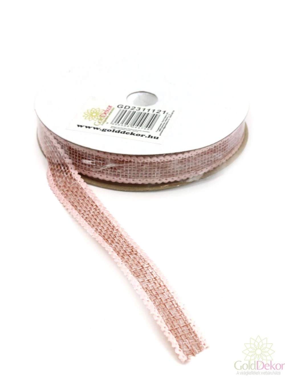 Csipkés szélű juta szalag - Lazac