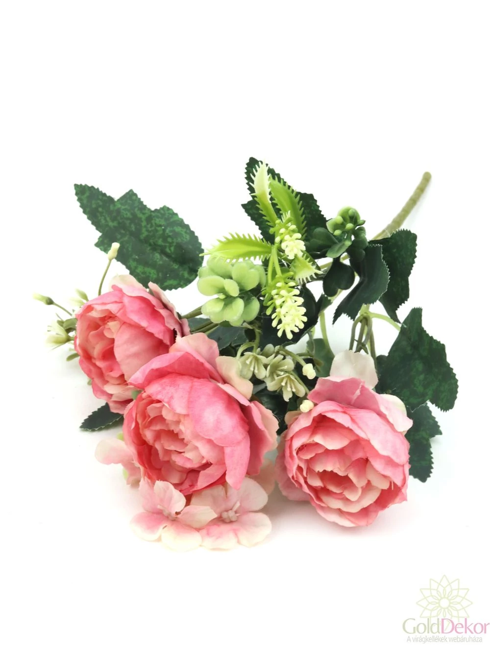 3 fejes fodros paeonia csokor - Fáradt rózsaszín