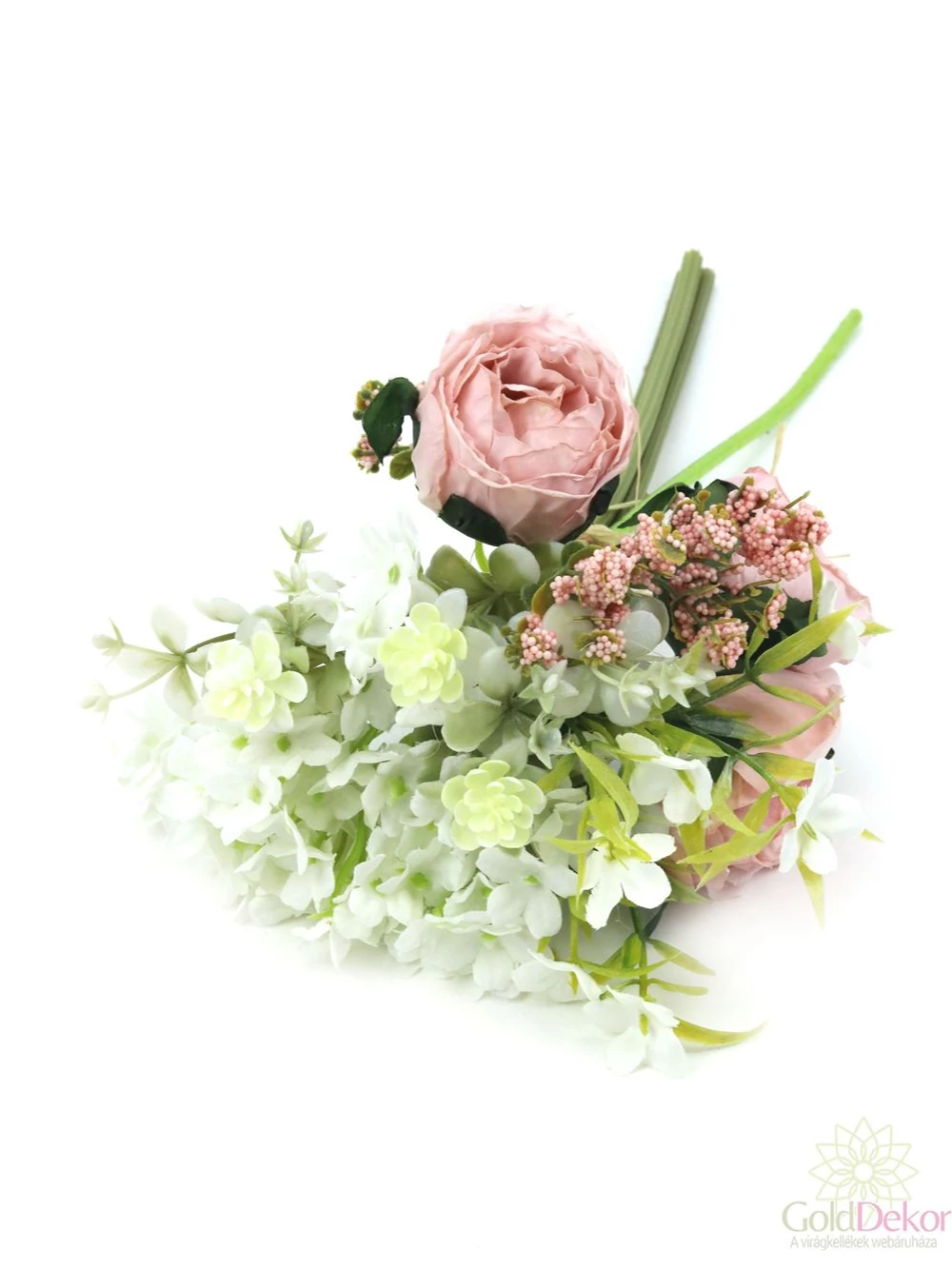 Gyűrt virágú vegyes dekor csokor - Rózsaszín