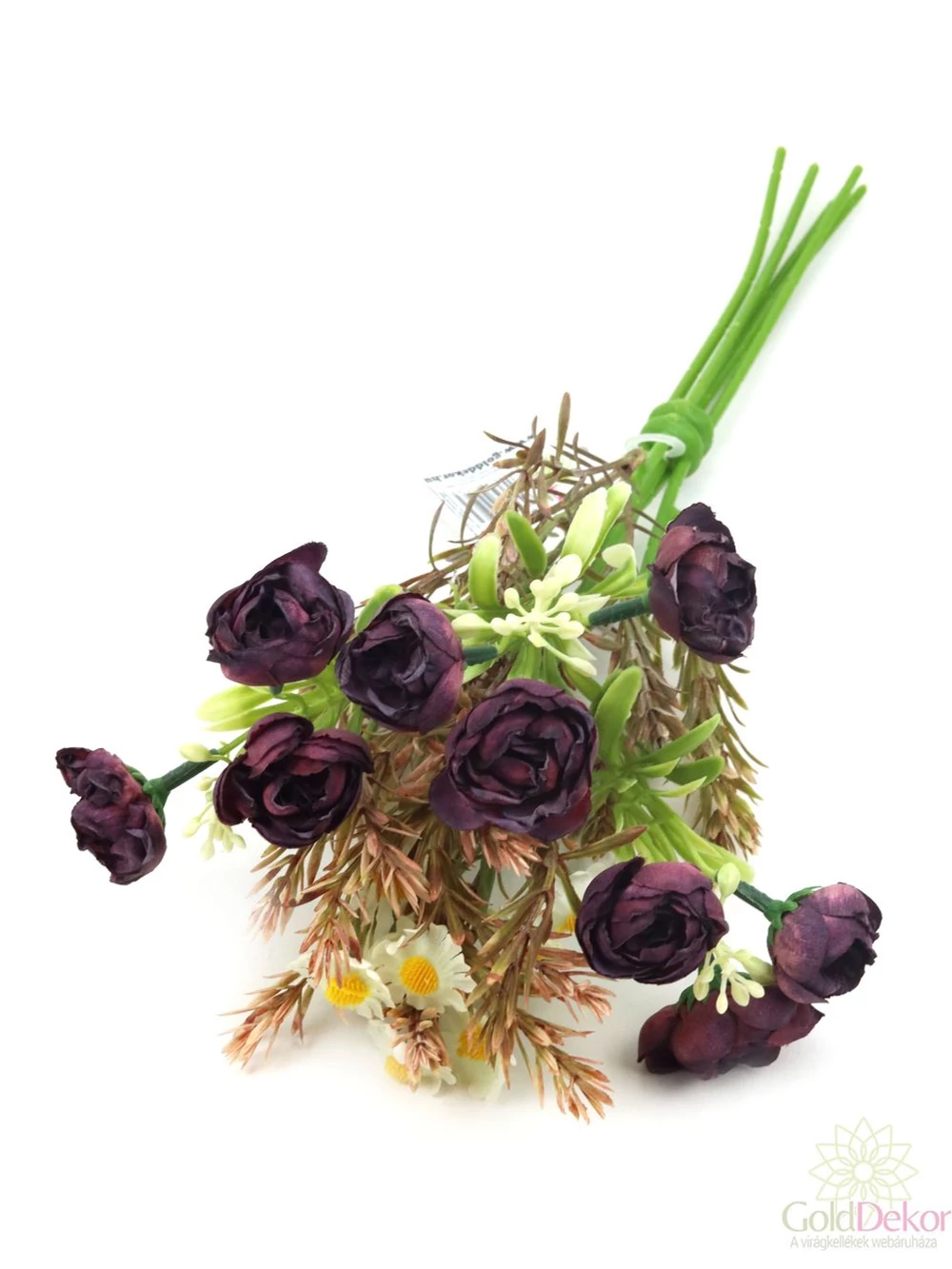 Boglárka csokor antik műzölddel - Bordó