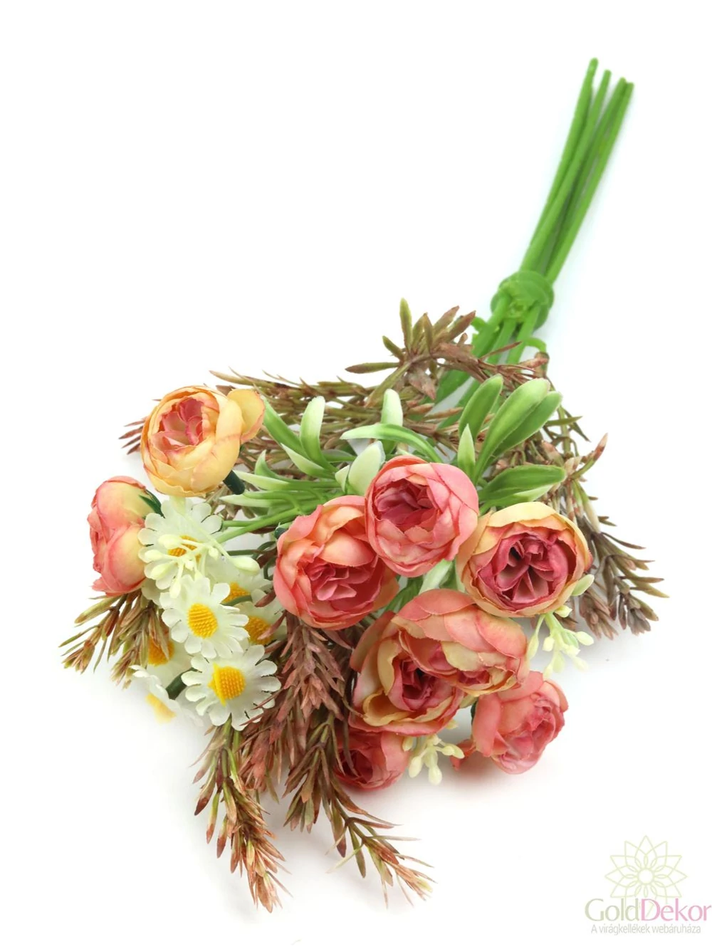 Boglárka csokor antik műzölddel - Antik barack