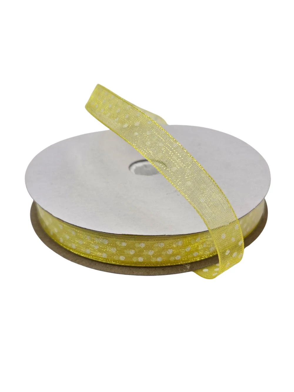 Pöttyös organza  szalag 1 cm - Sárga