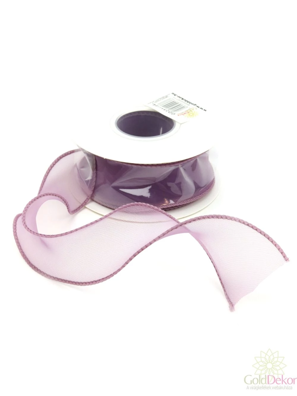 Szegett szélű hullámos organza szalag 4 cm - Mályva