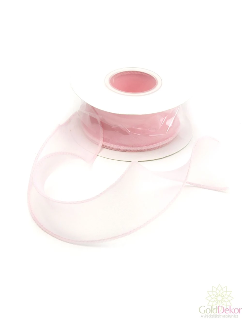 Szegett szélű hullámos organza szalag 4 cm - Rózsaszín