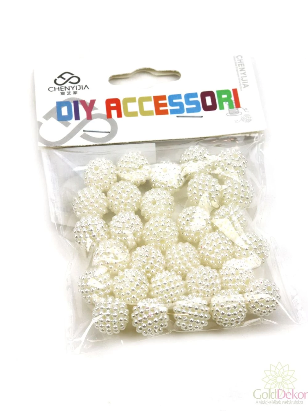 Dekor gyöngy 12mm - Tört fehér