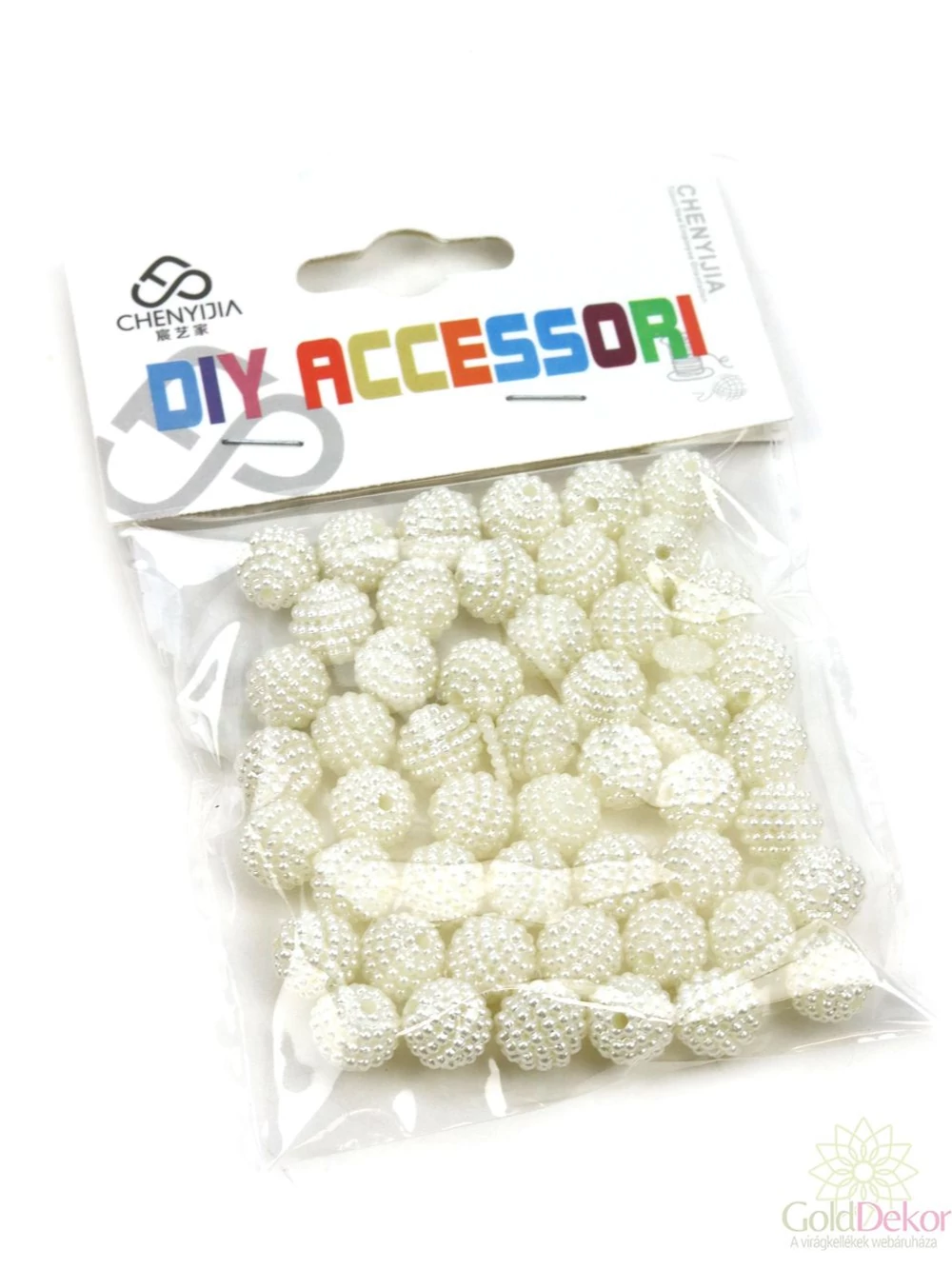 Dekor gyöngy 10mm - Tört fehér