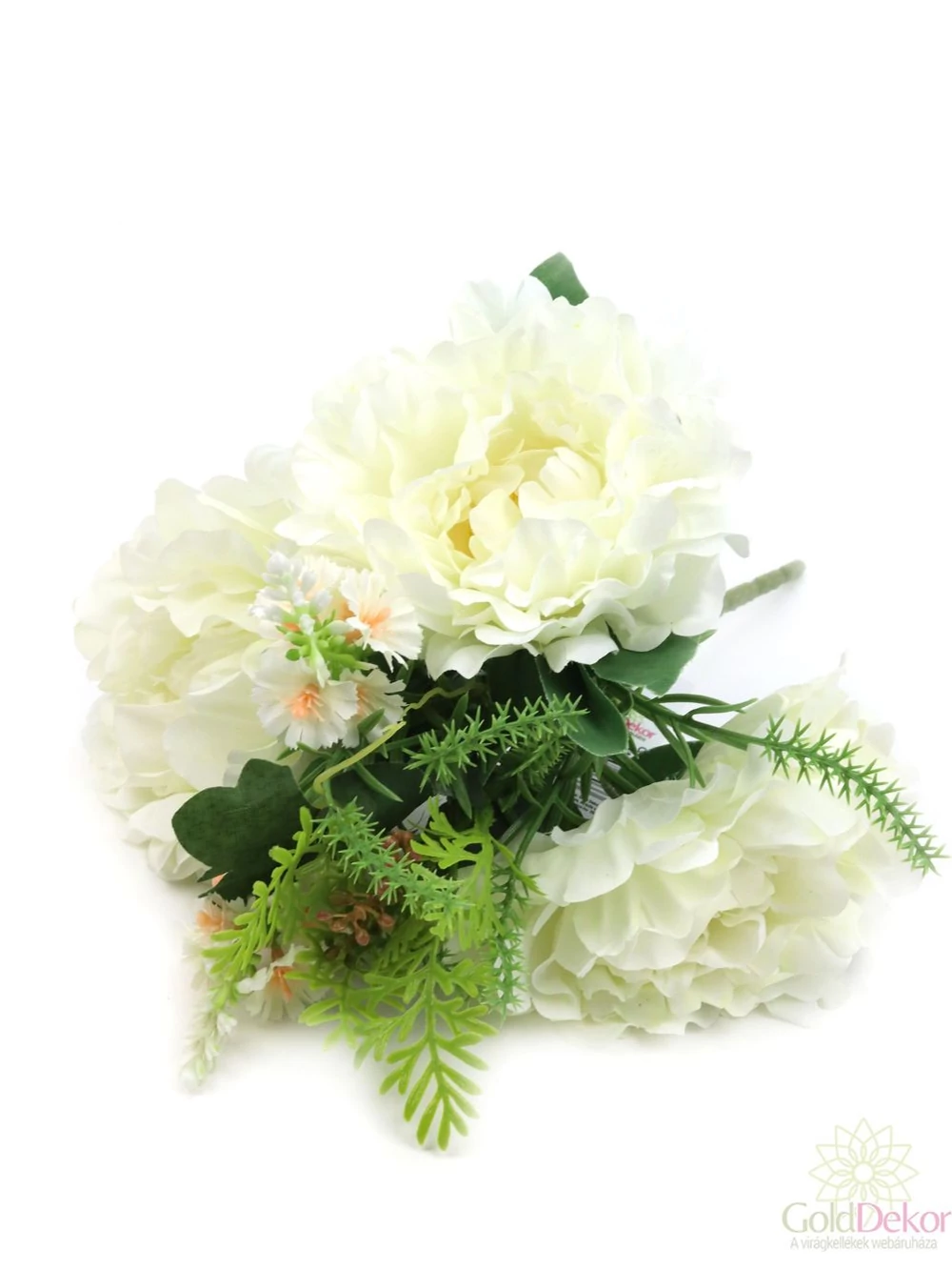 3 fejes paeonia csokor kiegészítővel - Fehér