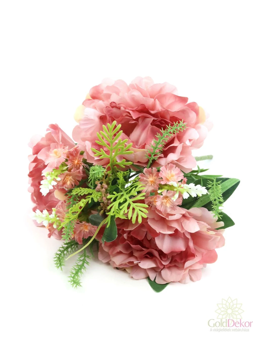 3 fejes paeonia csokor kiegészítővel - Korall