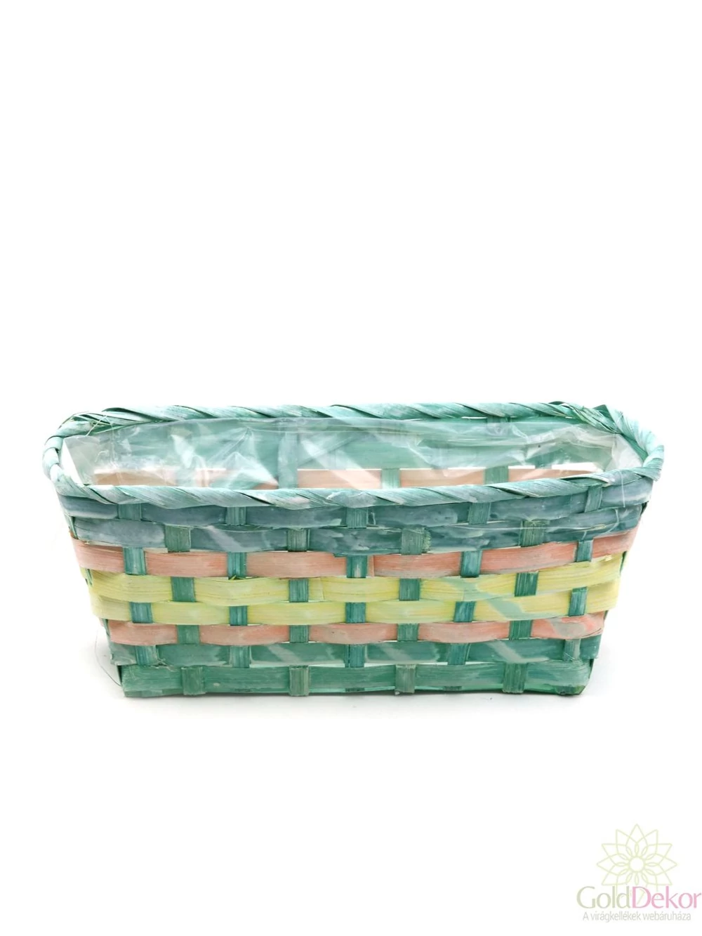 Színes csíkos tégla kosár - Zöld