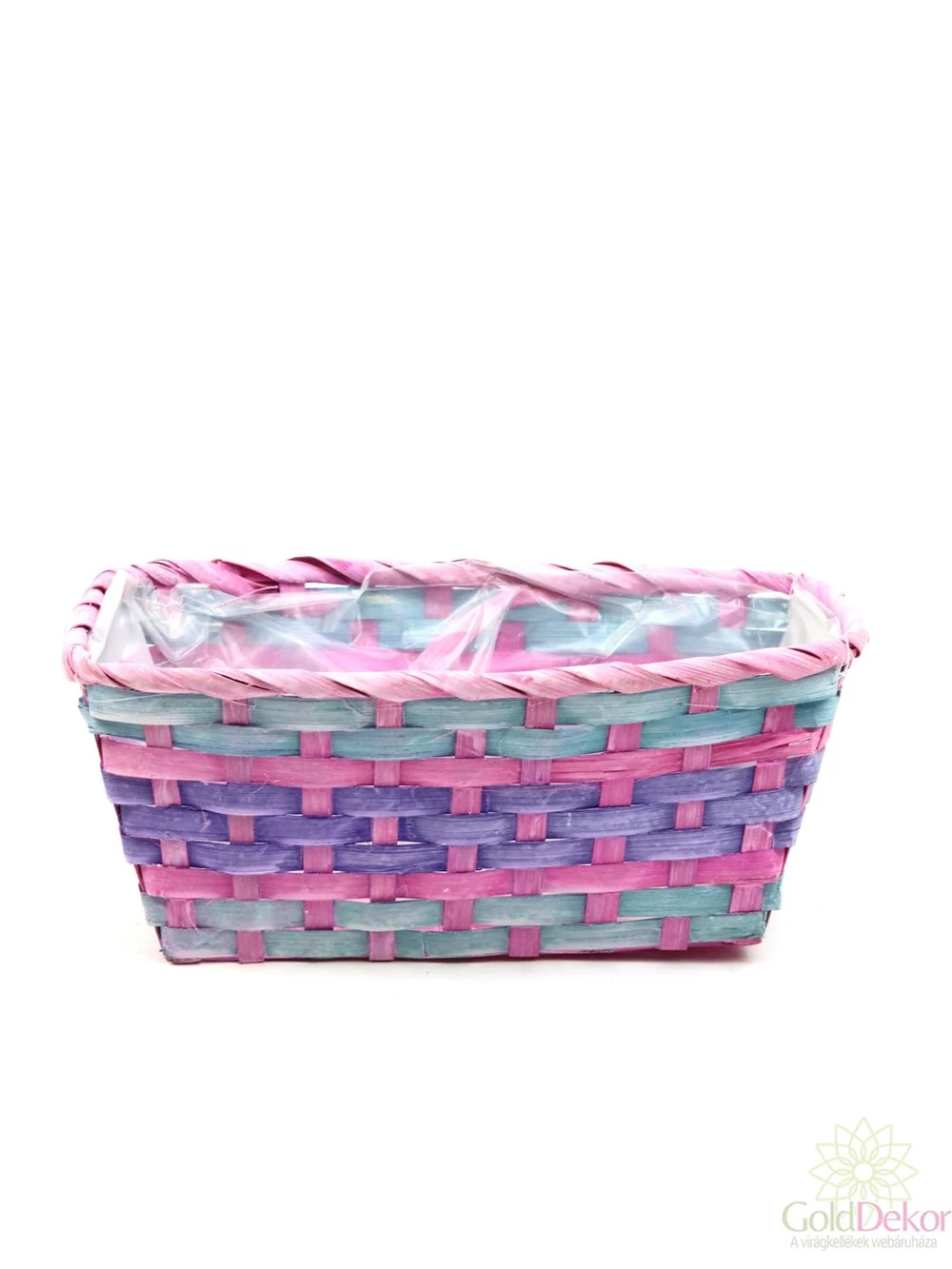 Színes csíkos tégla kosár - Rózsaszín