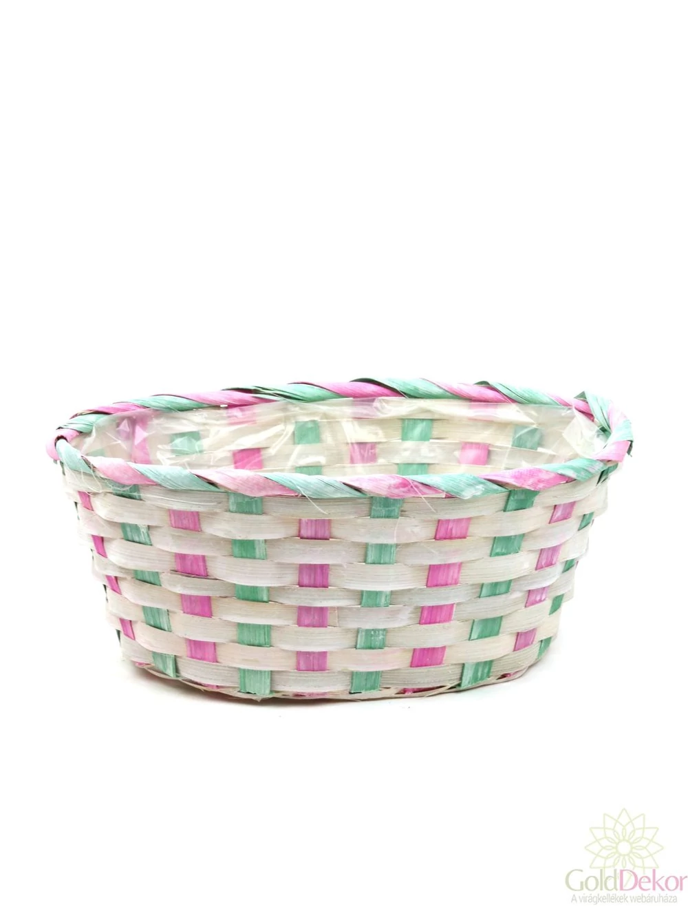 Vegyes színű ovál bambusz kosár 