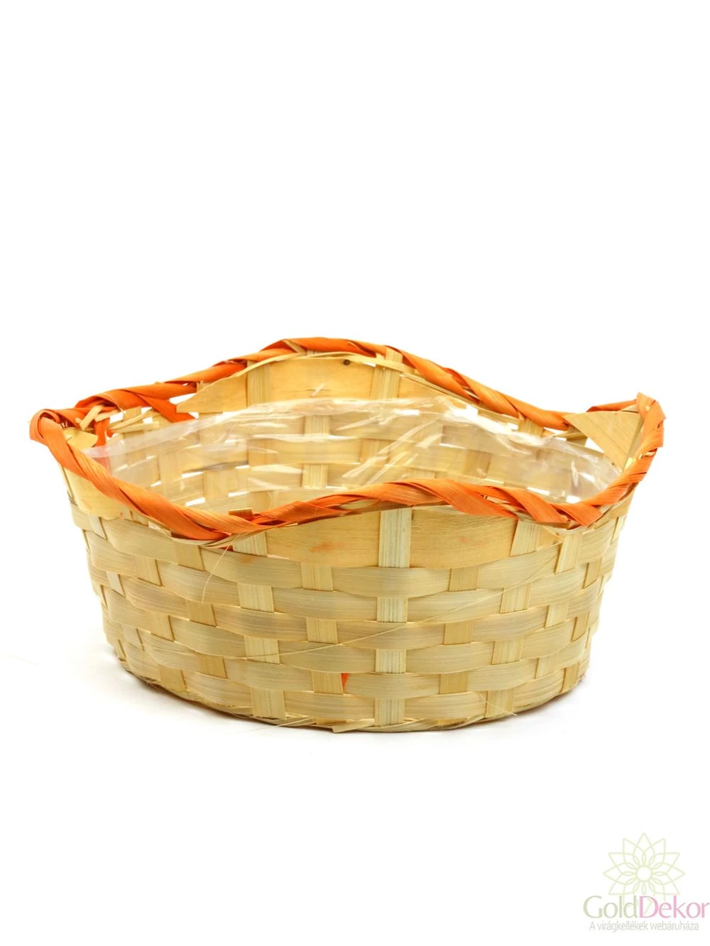 Színes hullámos szélű bambusz kosár - Narancs
