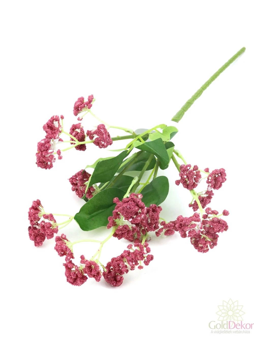 Színes bogyós műzöld ág - Bordó