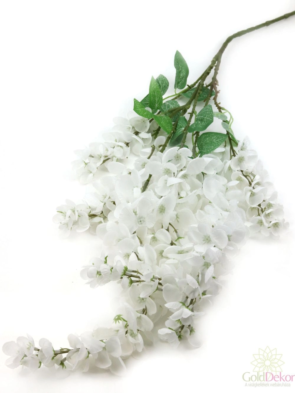 Fehér csüngős virágú dekor ág