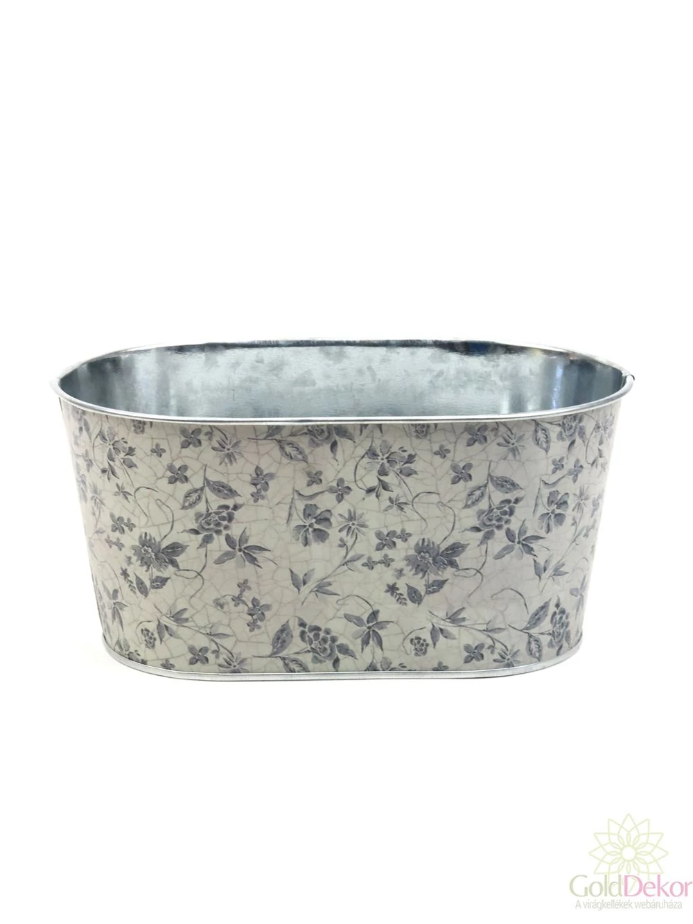 Mintás bádog ovál kaspó - 357