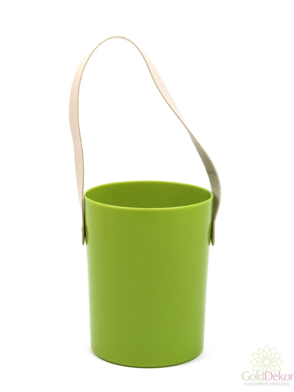 Bőrfüles virágtartó - Zöld