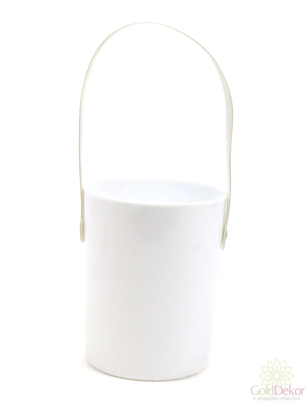 Bőrfüles virágtartó - Fehér