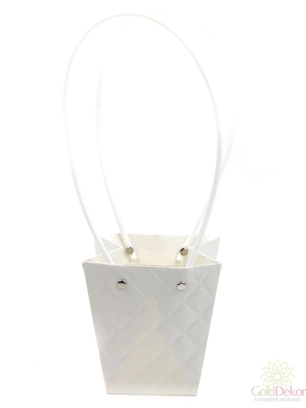 Rombusz mintás virág tasak kicsi trapéz - Fehér