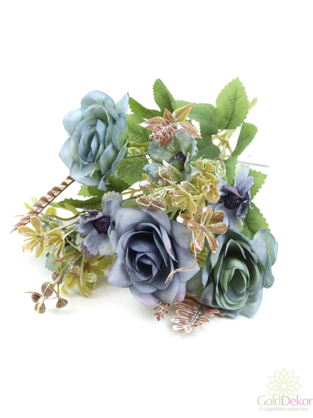 Antik deres rózsa csokor - Kék+menta