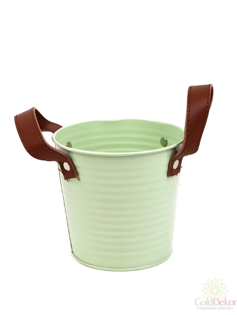 Bőrfüles bádog kaspó - Menta