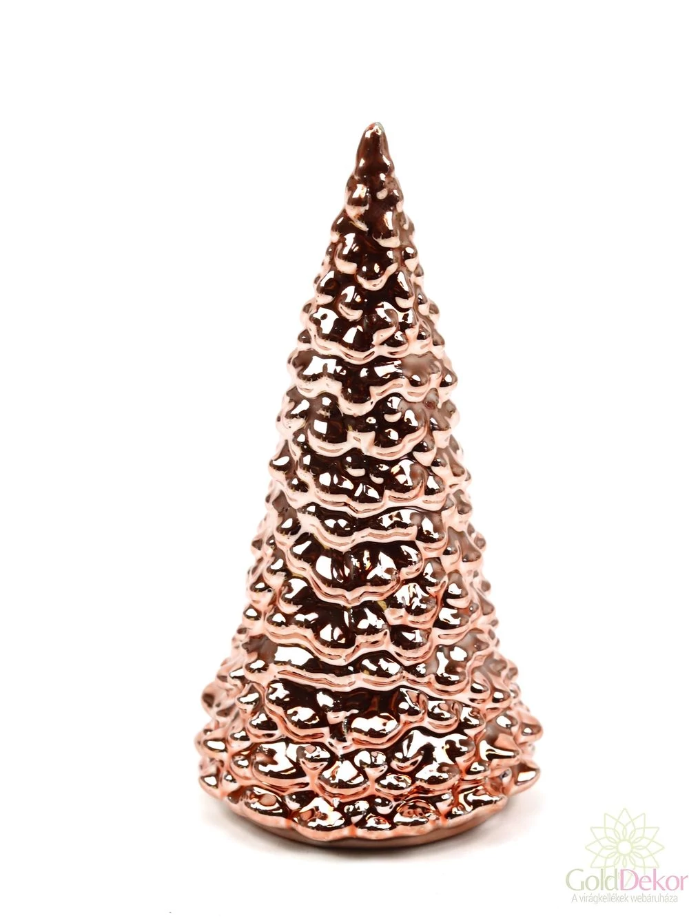 Metál kerámia figura - Csúcsos fenyőfa rosegold
