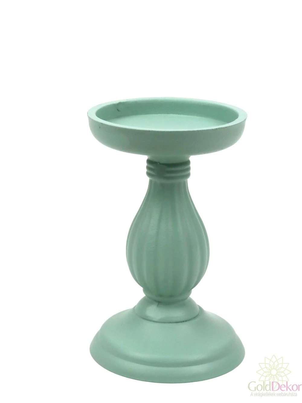 Dekor talpas gyertyatartó 17 cm - Menta