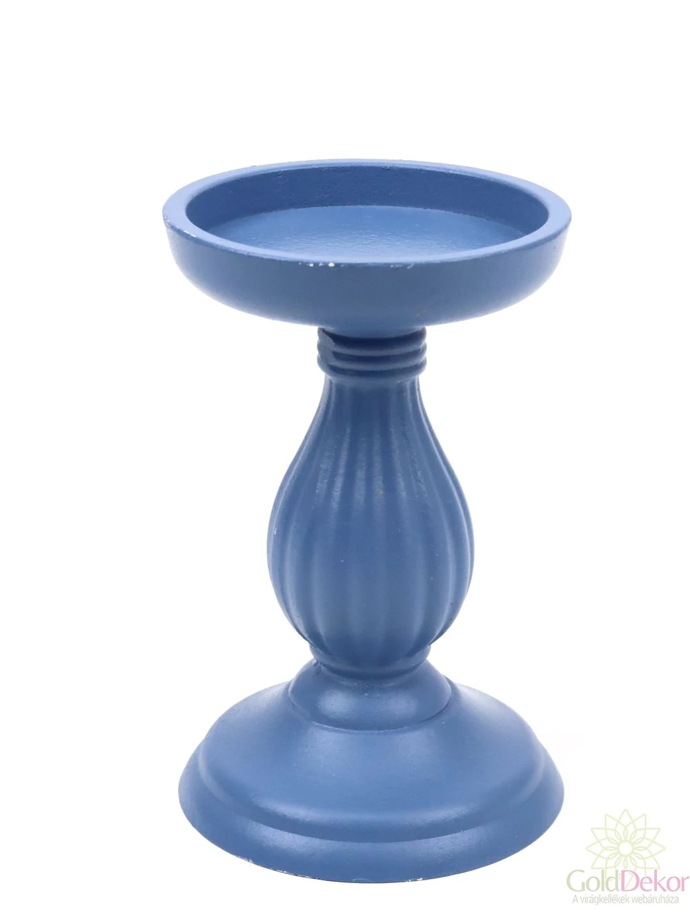Dekor talpas gyertyatartó 17 cm - Kék