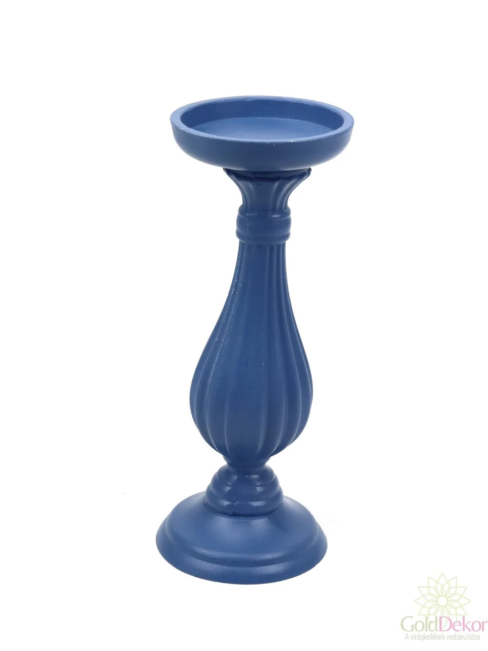 Dekor talpas gyertyatartó 28 cm - Kék