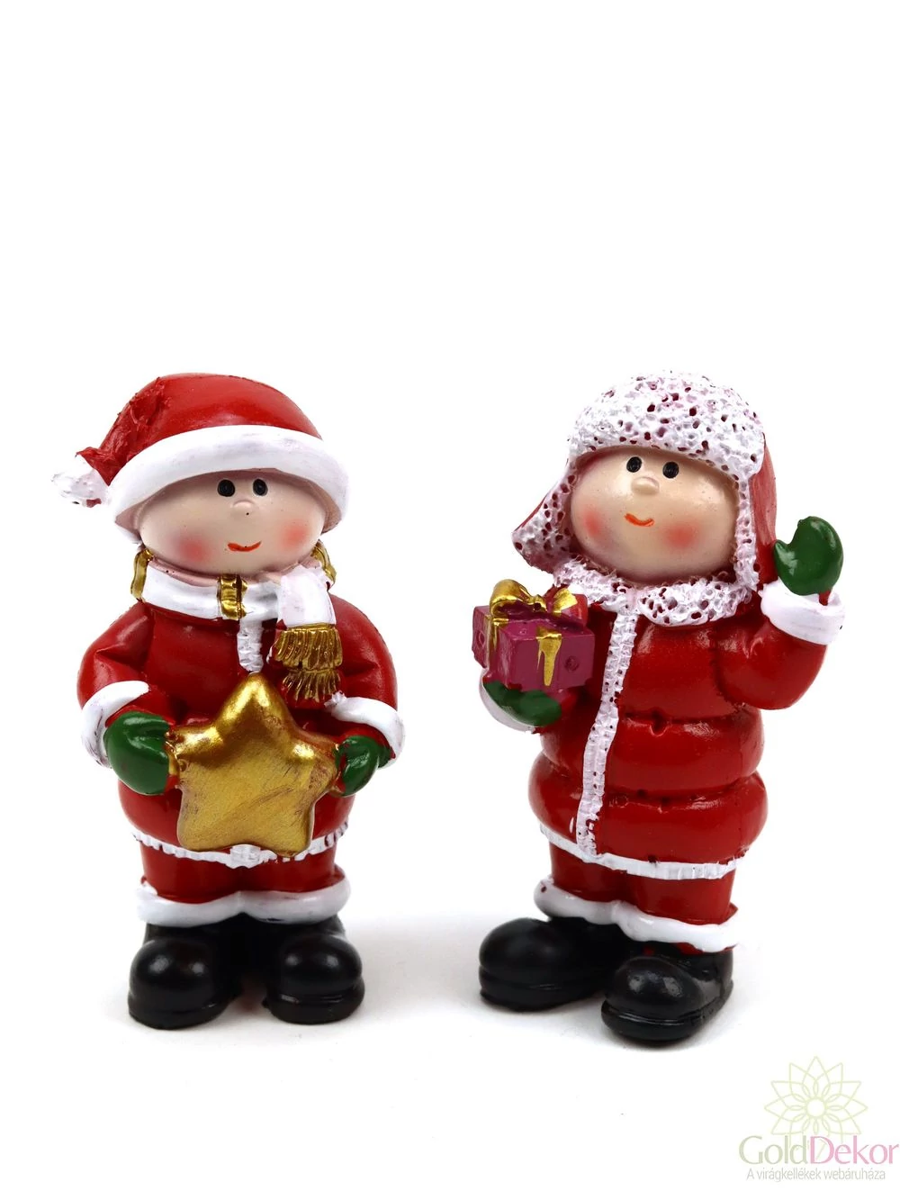 Piros kabátos téli figura csillag-ajándék