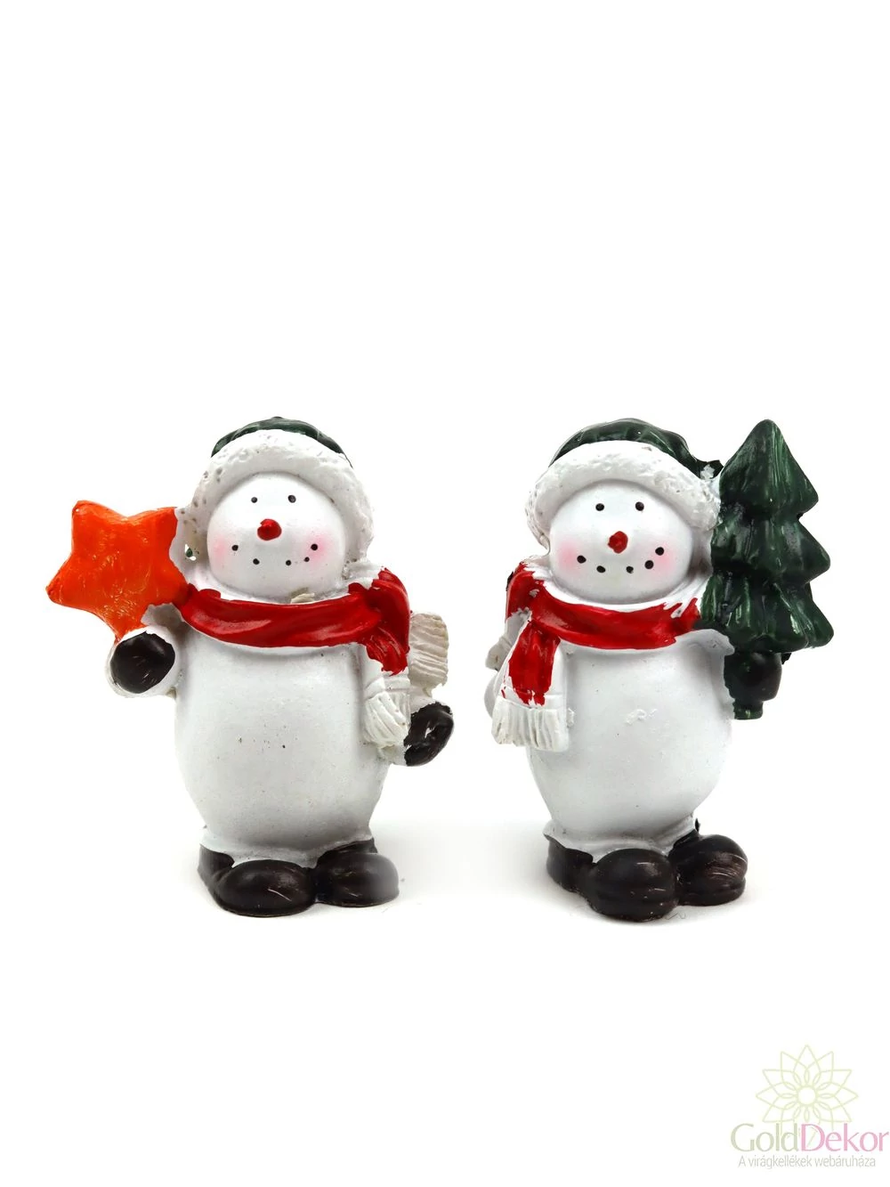 Piros sálas hóember figura