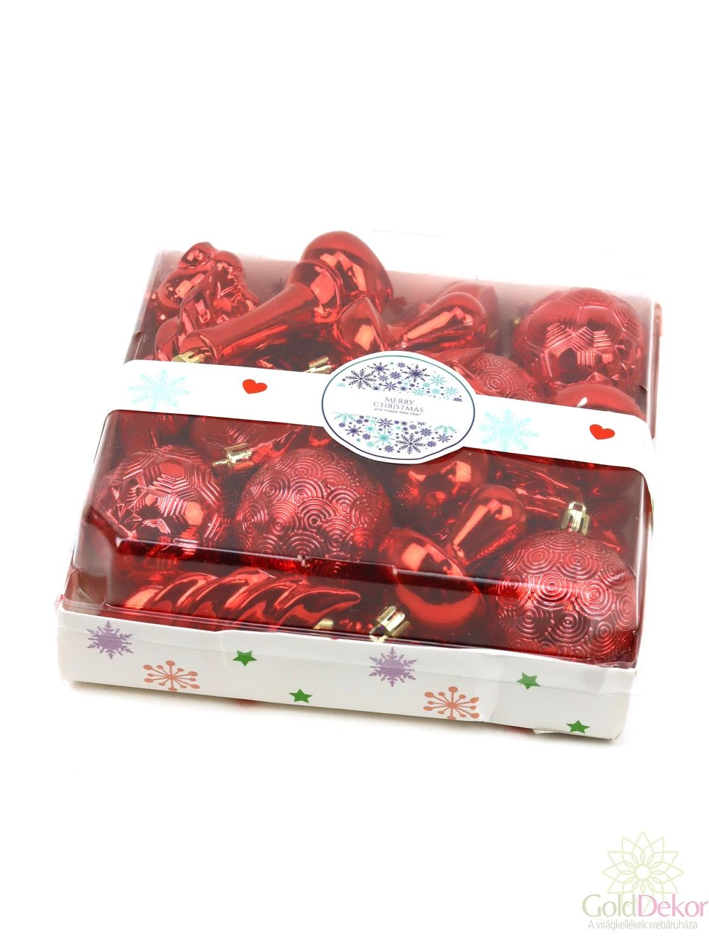 Karácsonyfa dísz szett A - Piros