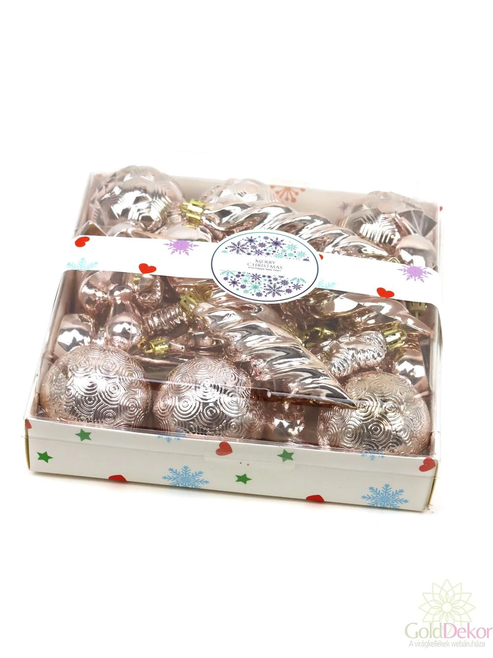 Karácsonyfa dísz szett A - Rosegold