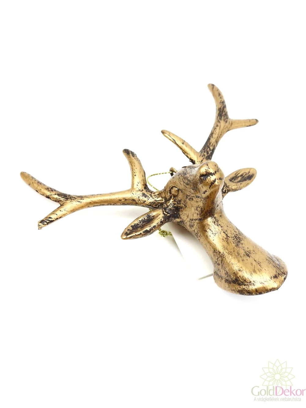 Metálos műanyag szarvas - Antikolt fekete fej